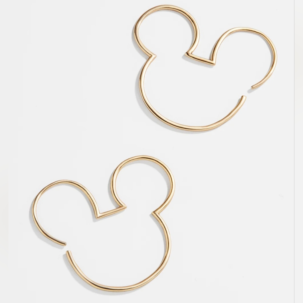 Baublebar X Disney Mickey Ears Silhouette Gold Tone Threader Hoop Earrings 30$